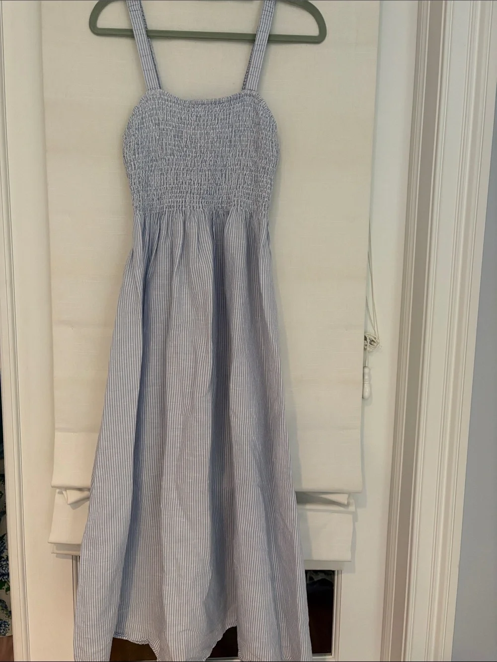 JCrew Women’s Light Blue Striped Smocked Maxi Dress